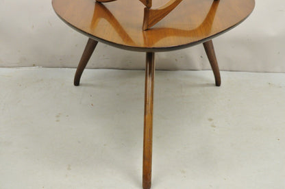 Vintage Mid Century Modern Sculpted Walnut Kagan Style Floating Glass Side Table