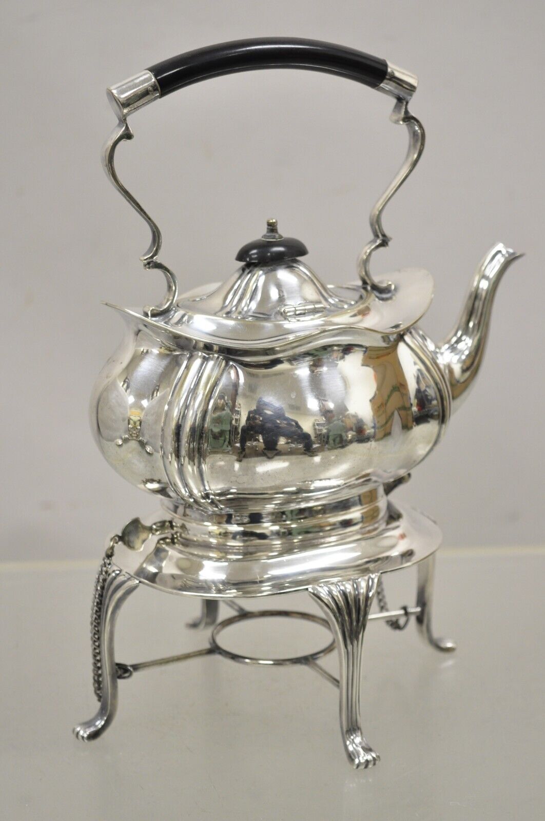 Buckingshire Sheffield England Silver Plated Victorian Tip Kettle and Stand