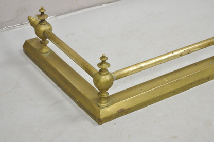 Antique Victorian Brass Finial and Cast Iron 48" Fireplace Fender Surround