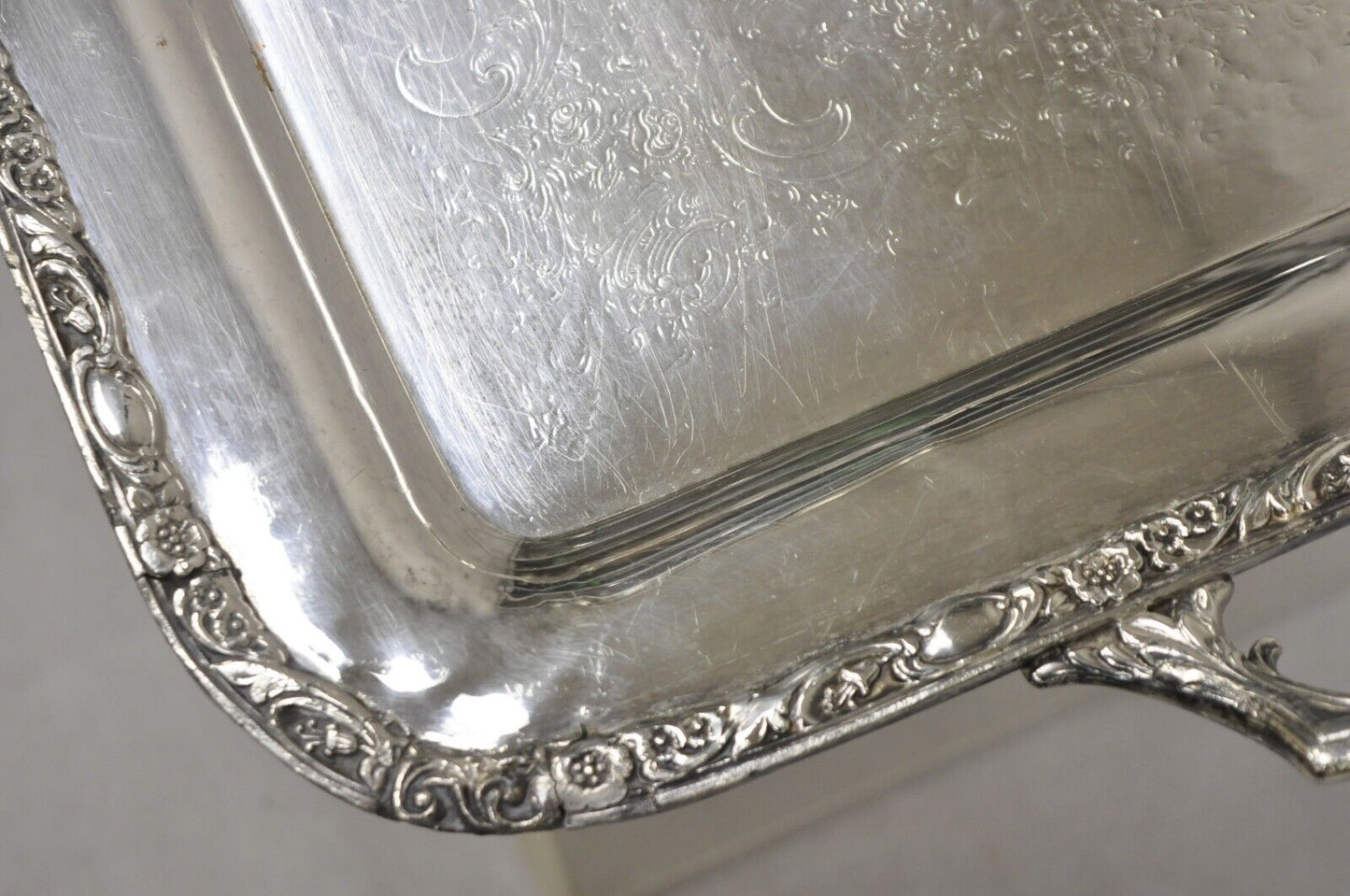 Vintage WA Rogers Victorian Rose 992 Silver Plated Serving Platter Tray