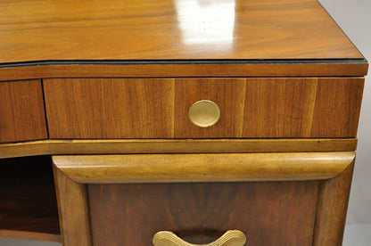 Joerns Bros Art Deco Mid Century Burl Walnut Vanity Table with Mirror