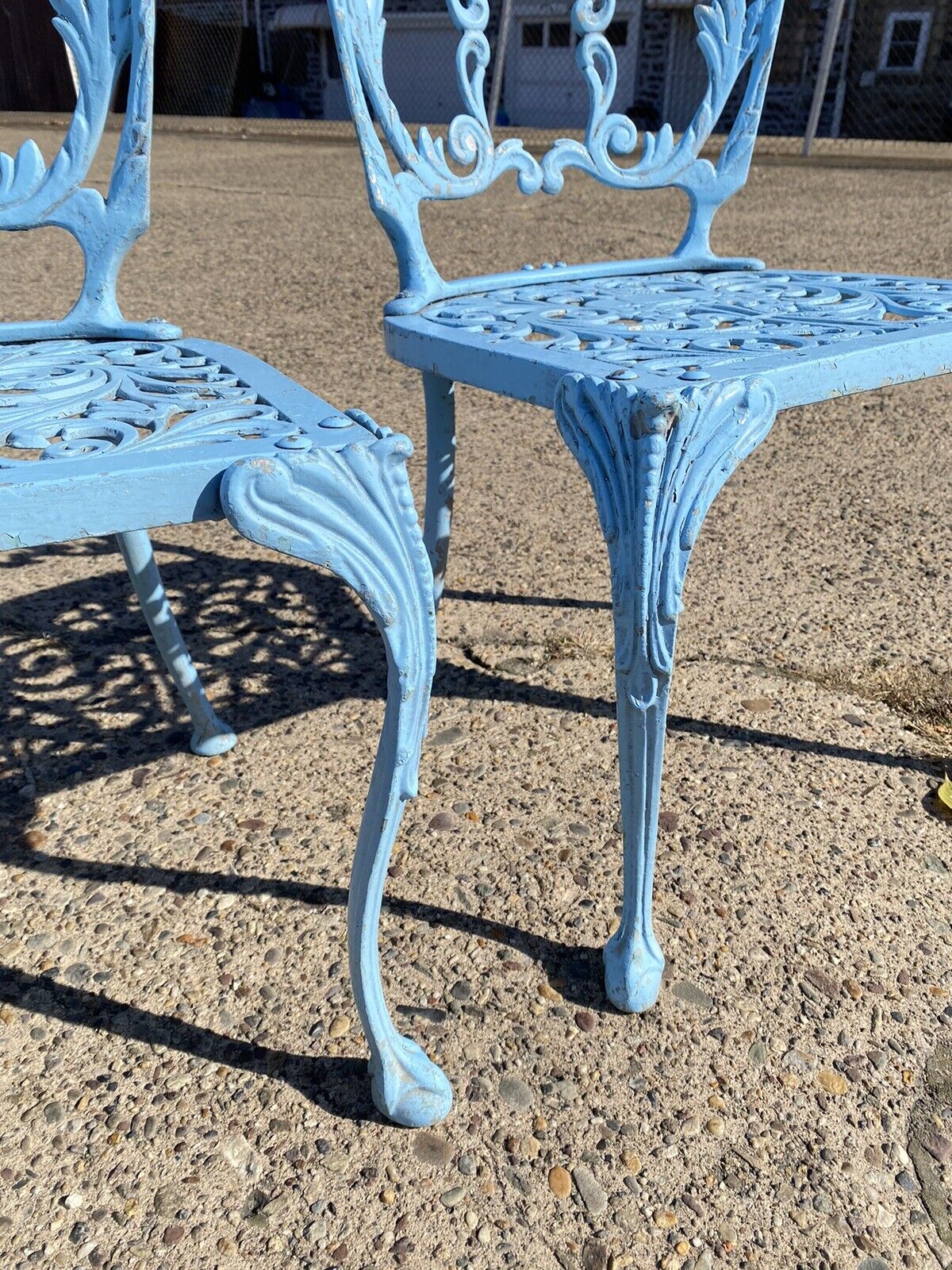 Vintage Molla Cast Aluminum Victorian Style Blue Garden Patio Dining Set - 5 Pcs