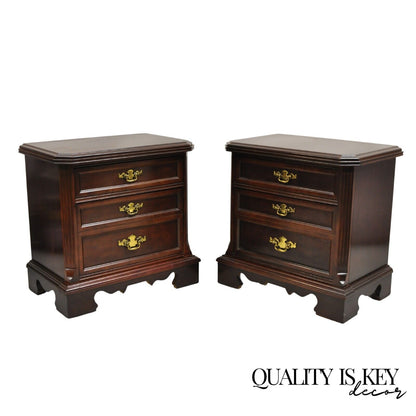 Bassett Furniture Eden House 2 Drawer Cherry Nightstand Bedside Table - a Pair