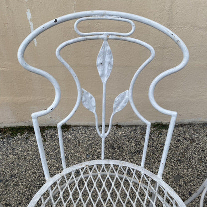 Vintage French Art Nouveau Style Wrought Iron Garden Patio Dining Set - 5 Pc Set