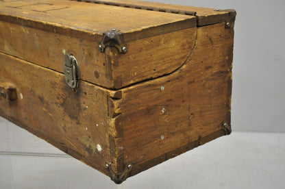 Antique Wooden Tool Chest Storage Box Carved Initials Signed "T.J.B. "78"