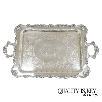 English Silver Mfg Large Victorian Ornate Silver Plated Serving Platter Tray