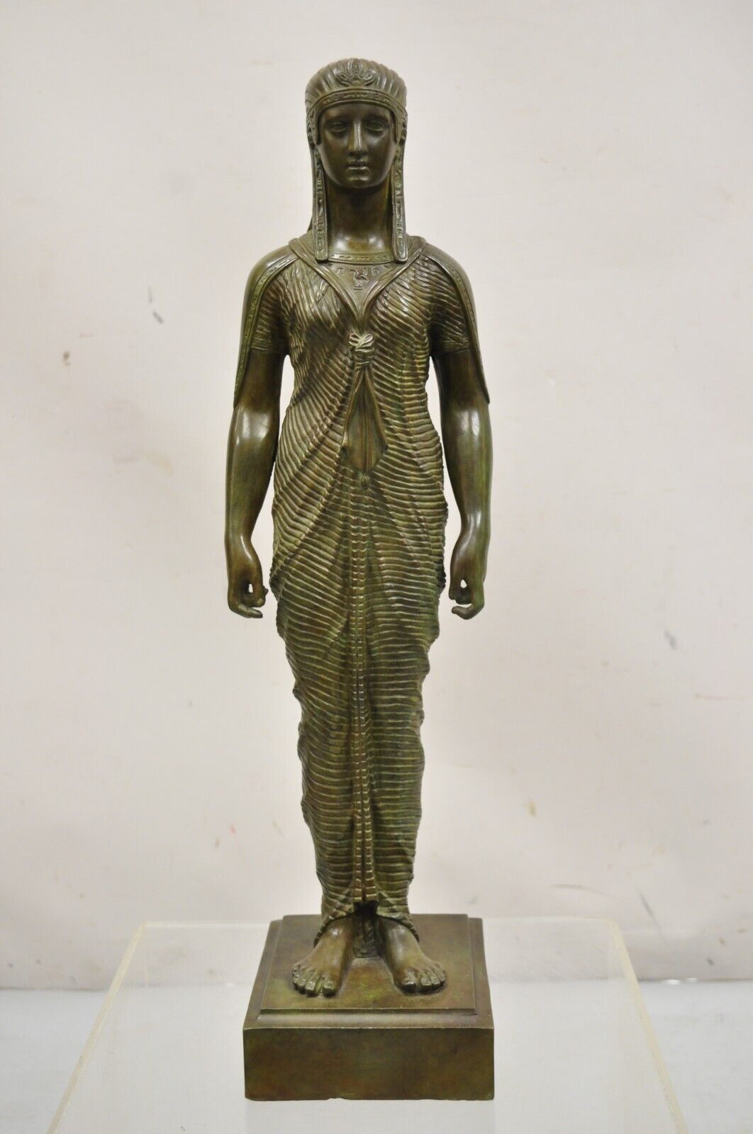 Antique French Neoclassical Egyptian Bronze Woman Figure Statue Sculpture