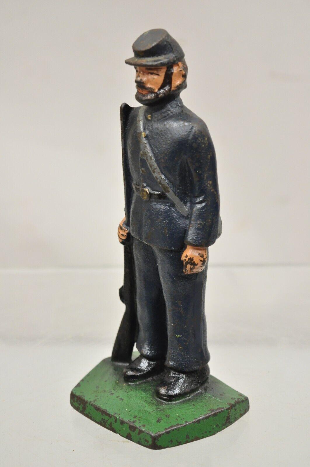 Antique Victorian Cast Iron Figural Painted Military War Solider Door Stop A