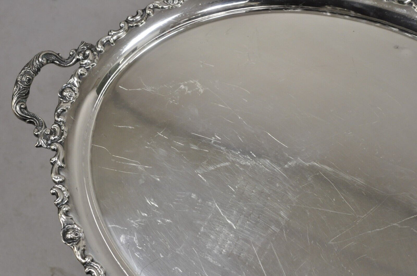 Vintage Alpaka Victorian Style Oval Silver Plated Serving Platter Tray