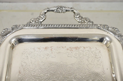 Vintage Victorian Style Silver Plated Twin Handle Ornate Serving Platter Tray