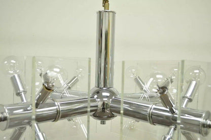 Mid Century Modern Chrome and Lucite Sputnik Orb Chandelier Light Fixture