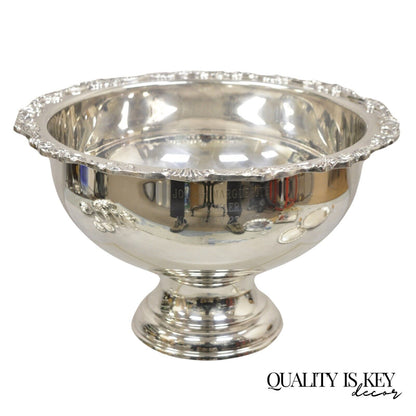 Vintage Sheridan Victorian Style Silver Plated Footed Punch Bowl Engraved