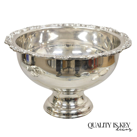 Vintage Sheridan Victorian Style Silver Plated Footed Punch Bowl Engraved