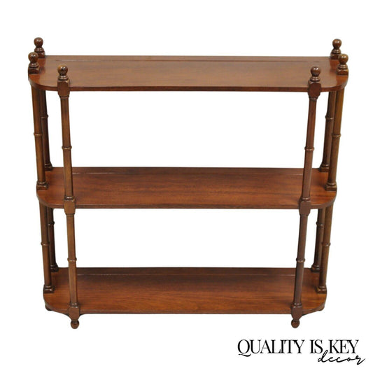 The Bombay Co 3 Tier Mahogany Wood 30" Faux Bamboo Curio Wall Hanging Shelf