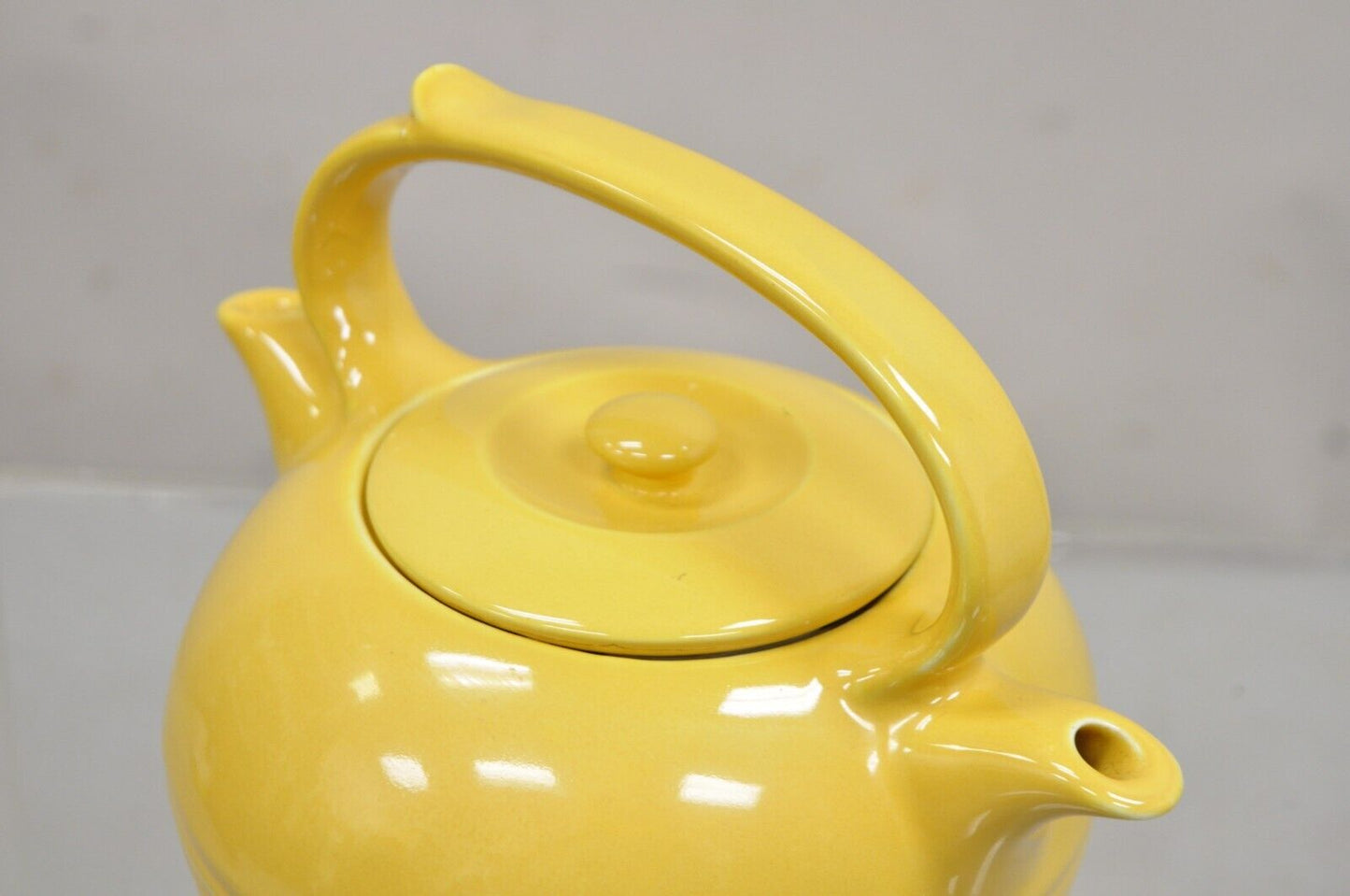 Vintage Invento Products Hall China Yellow Art Deco Twin Spout Divided Tea Pot