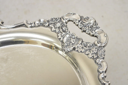 Vintage Miyata English Victorian Silver Plated Oval Floral Repousse Platter Tray