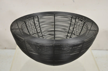 Vintage Modern Black Metal Wire 16" Round Fruit Bowl Basket