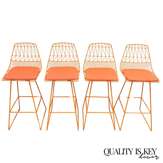 Bend Goods Orange Lucy Stools Wire Metal Frame Barstool from NFL - Set of 4