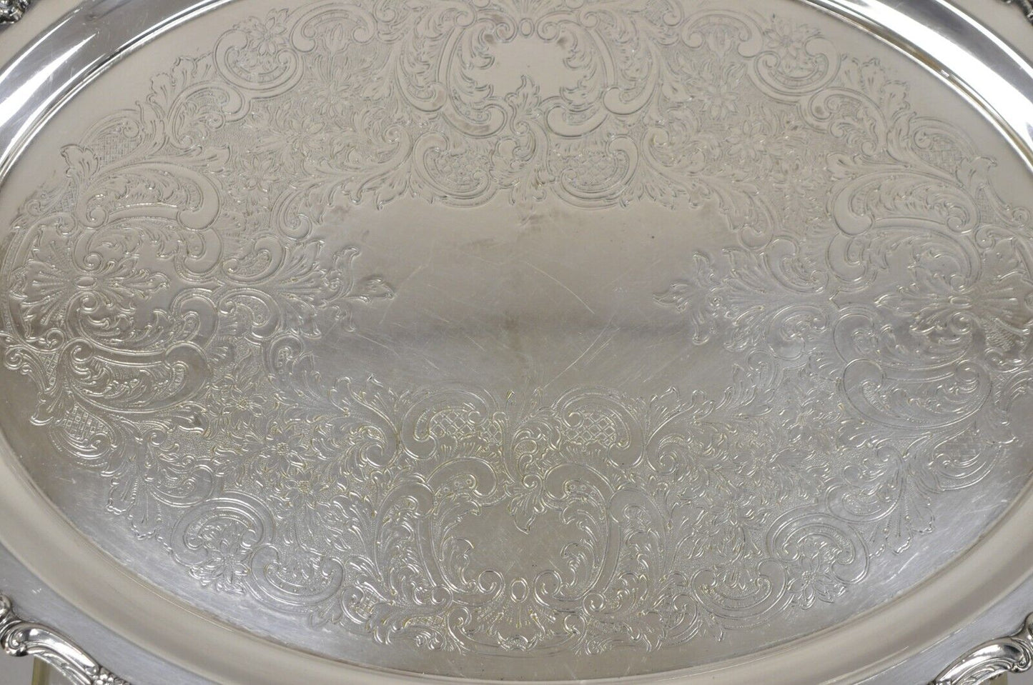 Vintage Baroque by Wallace 294F Oval Silver Plated Serving Platter Tray