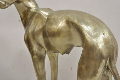 Vintage Hollywood Regency Life Size Brass Greyhound Whippet Dog Statue Sculpture