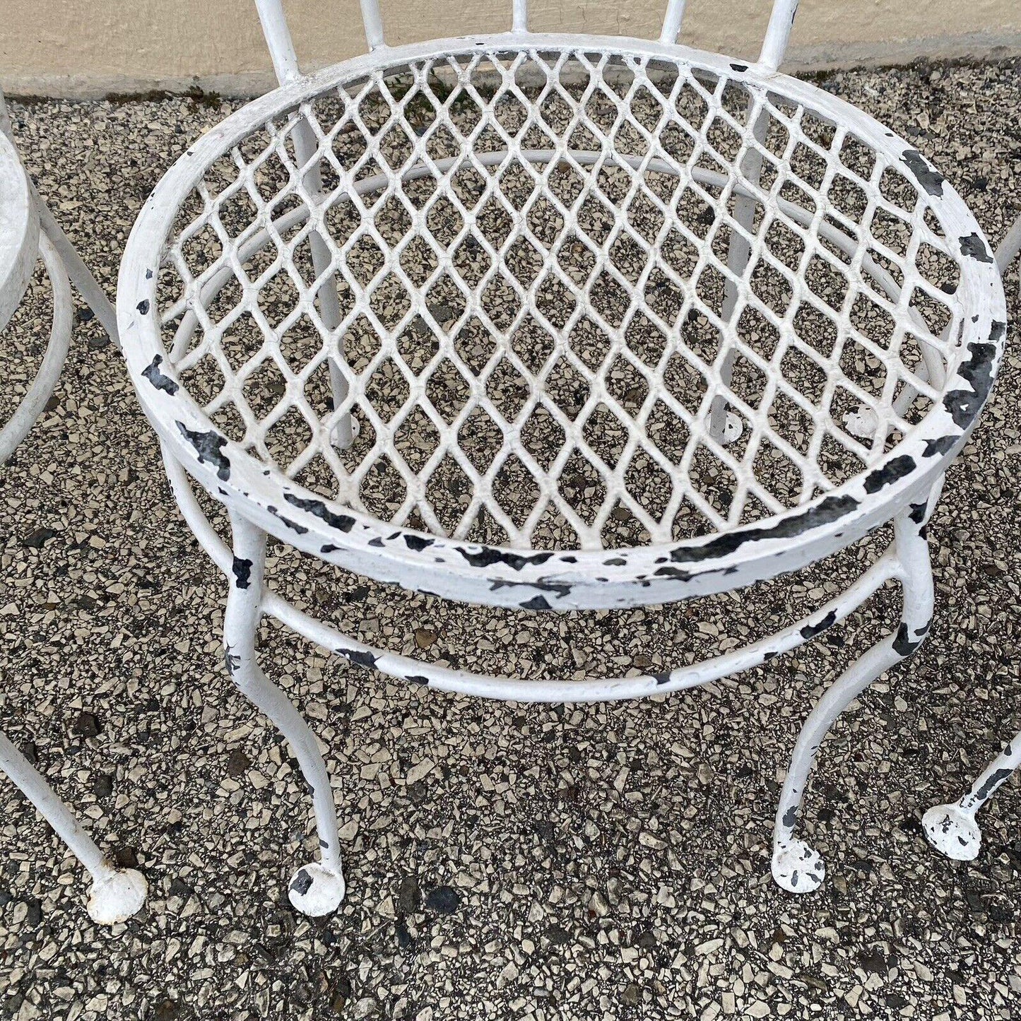 Vintage French Art Nouveau Style Wrought Iron Garden Patio Dining Set - 5 Pc Set