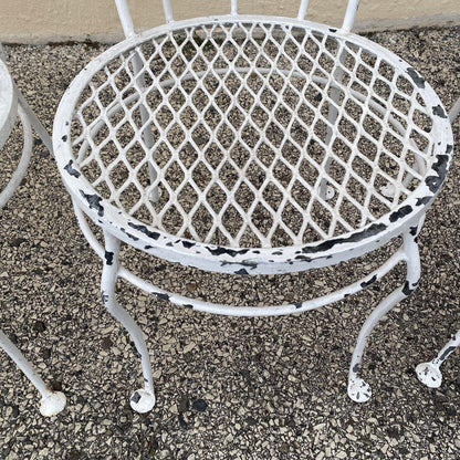 Vintage French Art Nouveau Style Wrought Iron Garden Patio Dining Set - 5 Pc Set