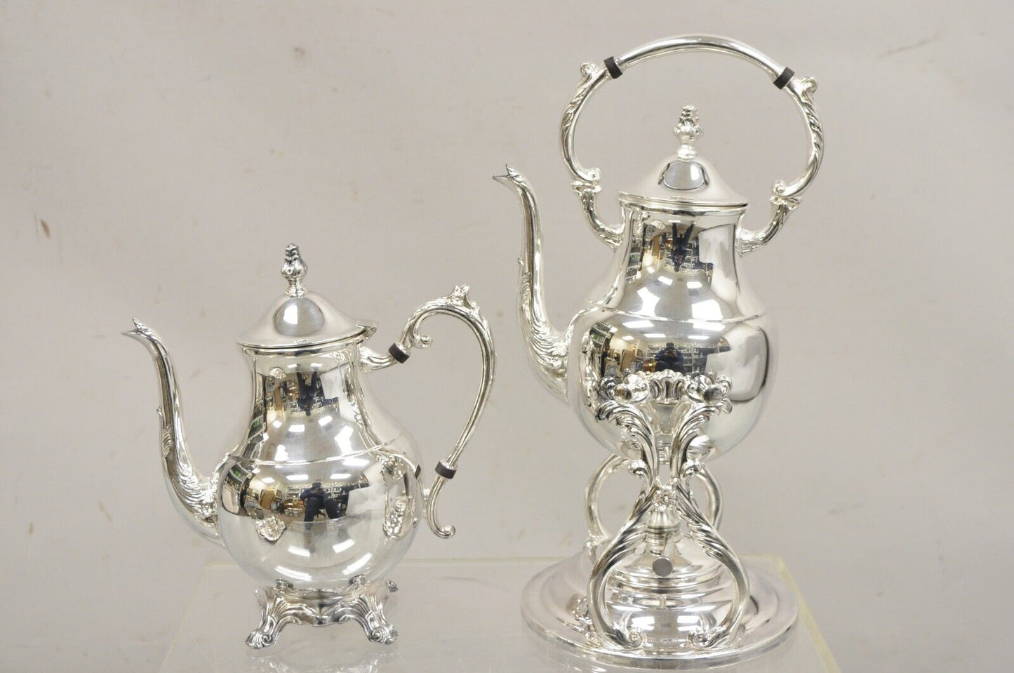 Vintage FB Rogers Victorian Silver Plated Tea Set with Tilting Pot - 6 Pc Set