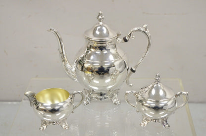 Vintage FB Rogers Victorian Silver Plated Tea Set with Tilting Pot - 6 Pc Set