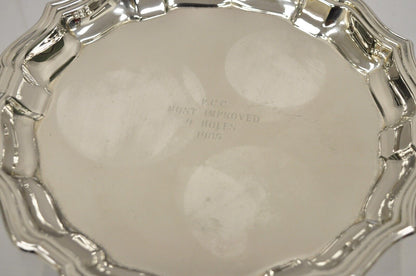 Vintage Scalloped Edge Silver Plated Golf Award Plate "Most Improved... 1985"