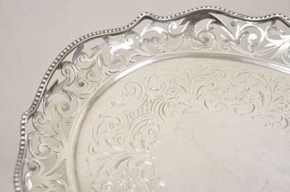 Antique Victorian Silver Plated Reticulated Scroll Gallery Small Oval Tray