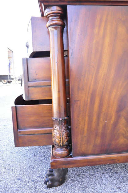 French Empire Style Mahogany Bow Front Chest Dresser With Bronze Paw Feet