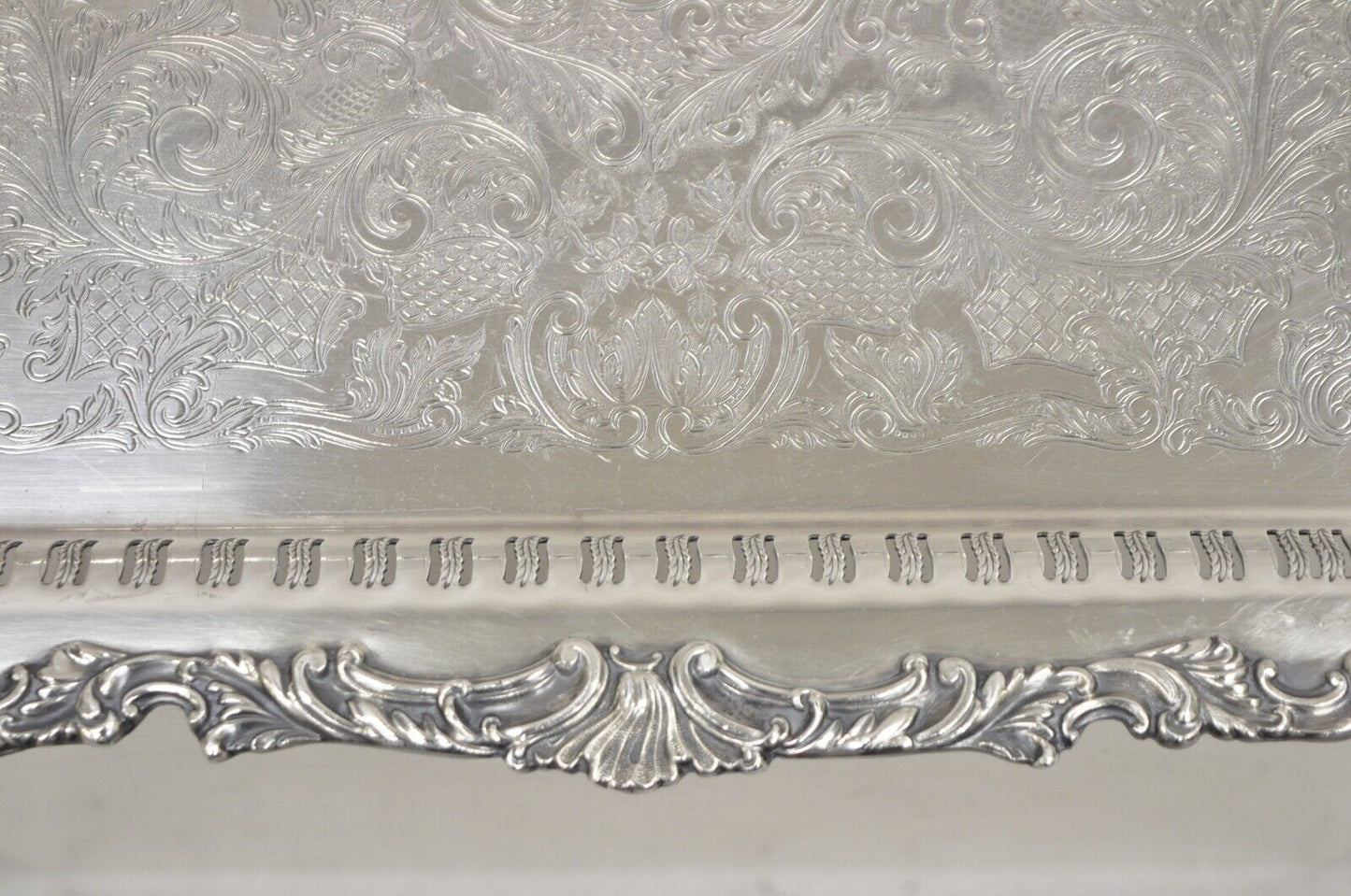 Vintage Community Ascot 0316-5 Pierced Gallery Silver Plate Serving Platter Tray