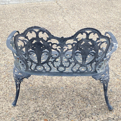 Cast Aluminum Floral French Style Flower Garden Patio Outdoor Bench Loveseat