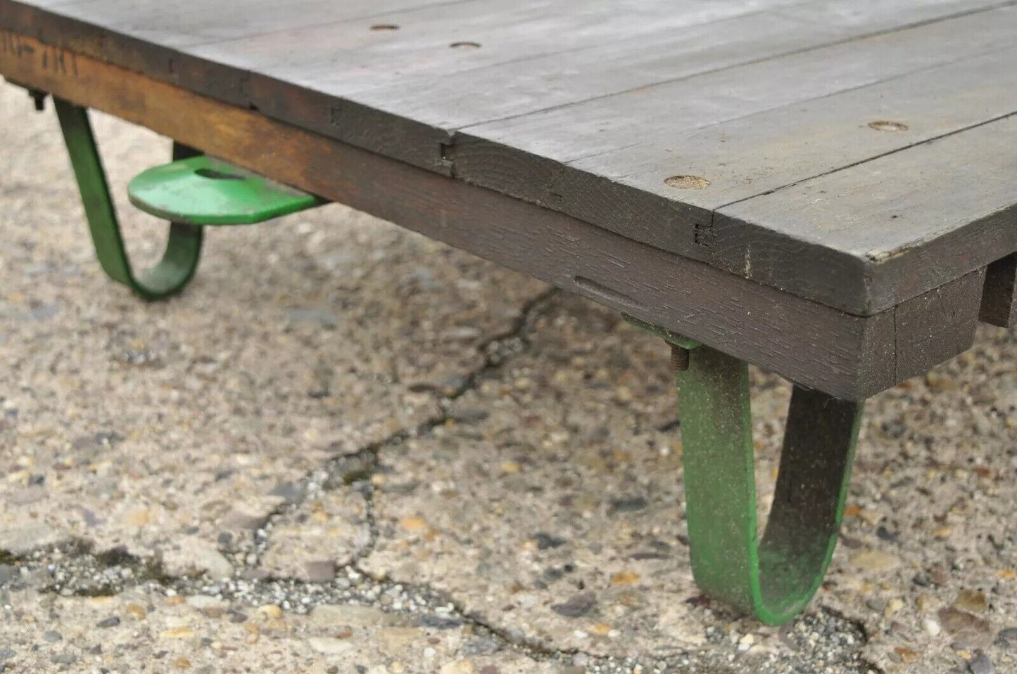 Vintage Fairbanks American Industrial Wood Iron Factory Work Cart Coffee Table B