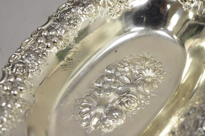 Vintage Victorian Silver Plated Floral Repousse Trinket Dish Japan - a Pair