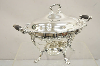 Reed & Barton Victorian Silver Plated Triple Burner Warming Serving Chafing Dish