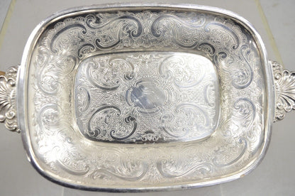 Barker Ellis England EPCA Silver Plated Shell Handle Etched Candy Dish - a Pair