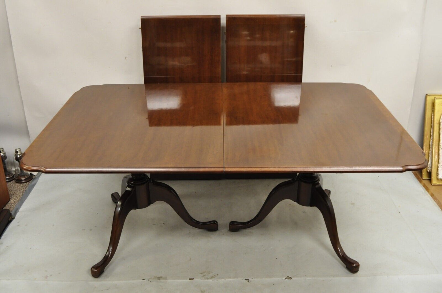 Thomasville Duncan Phyfe Mahogany Double Pedestal Base Dining Table w/2 leaves