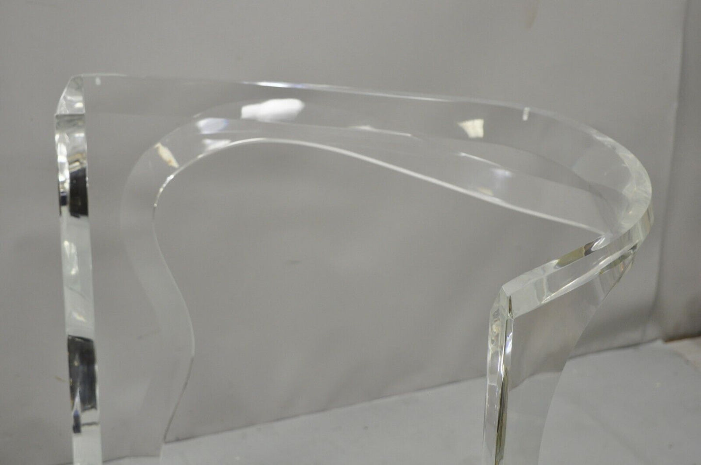 Mid Century Sculptural Lucite Double Pedestal Dining Desk Table Bases - a Pair