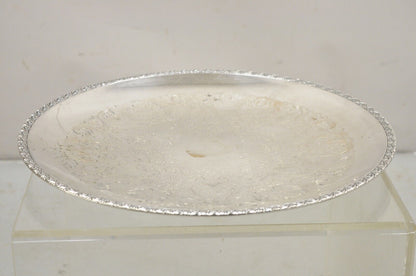 Vintage WM Rogers 767 Victorian Style Round Silver Plated Serving Platter Tray