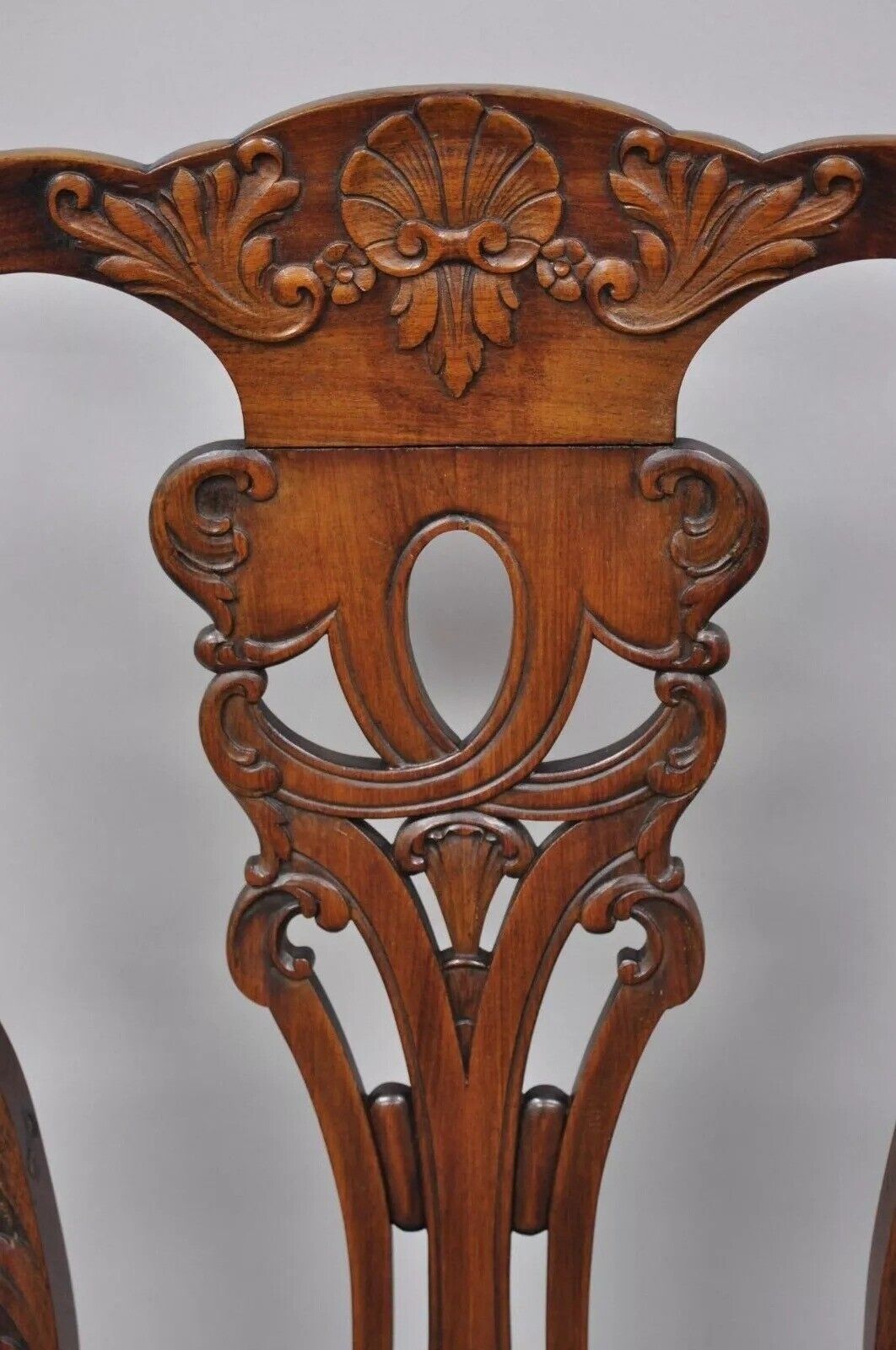 Antique Georgian Style Mahogany Carved Eagle Heads Dining Arm Chairs - a Pair