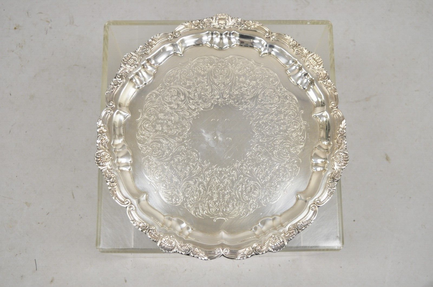 Vintage EPCA Silverplate by Poole 3216 Round Platter Tray - Engraved