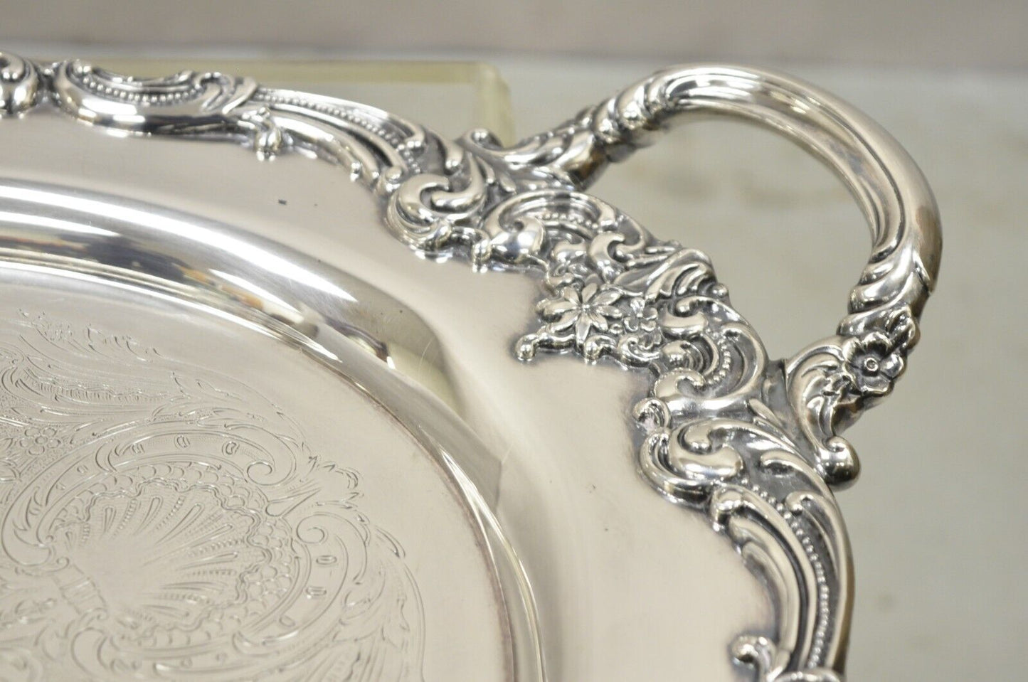 Reed & Barton 1955 25 Silver Plated Oval Twin Handle Large Serving Platter Tray