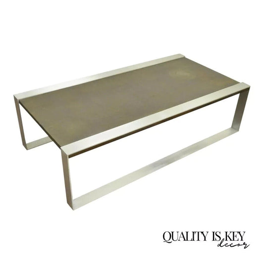 Vintage Mid Century Modern Copper and Brushed Steel Coffee Table