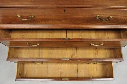 19th C. George III Mahogany Highboy Tall Chest on Chest 8 Drawer Dresser