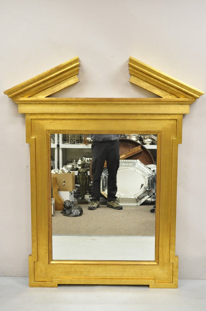 Donghia Empire Style Gold Gilt Wood Broken Arch Pediment Large Wall Mirror