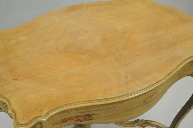 French Rococo Louis XV Distress Paint Dressing Table Vanity Ladies Writing Desk