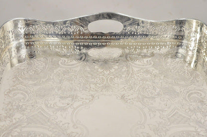 Antique English Sheffield Adams Silver Plated Scalloped Serving Platter Tray