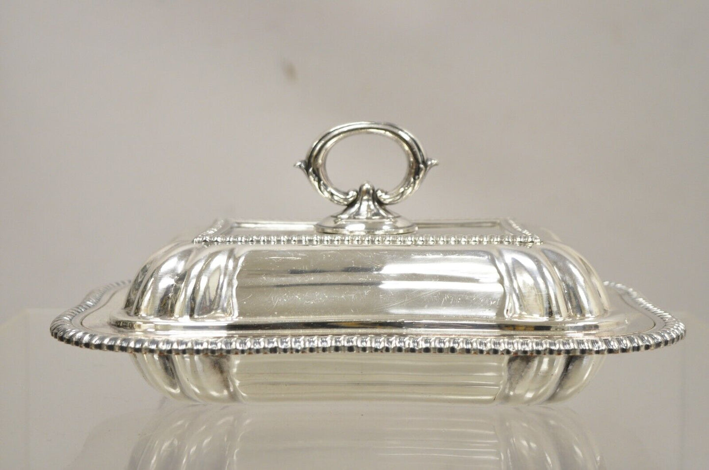 Vtg English Regency Style Silver Plated Lidded Vegetable Serving Platter Dish