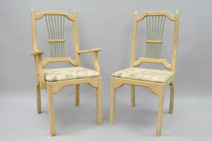 Vintage French Country Provincial Style Solid Wood Dining Room Chairs - Set of 6